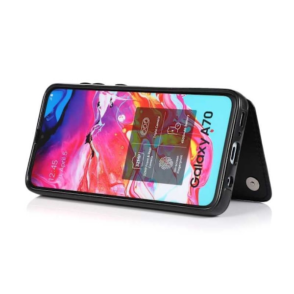 Samsung A70 iskunkestävä kansikorttipidike 3-POCKET Flippr V2 Black