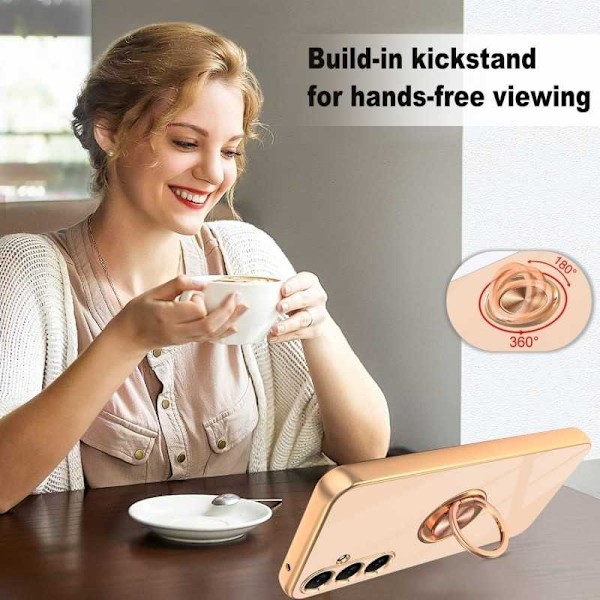Samsung S24 Plus Elegant & Stöttåligt Skal med Ringhållare Flawless - Roseguld