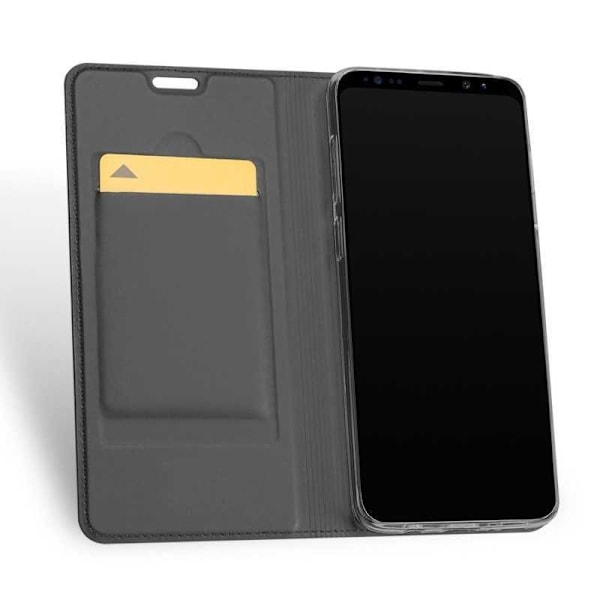 Samsung S9 Plus Flip Case Skin Pro korttilokerolla Svart