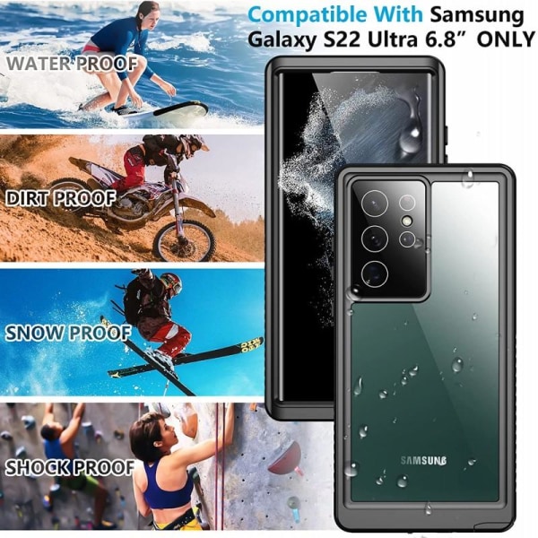 Samsung S22 Ultra Heltäckande Vattentät Premium Skal - 2m Transparent