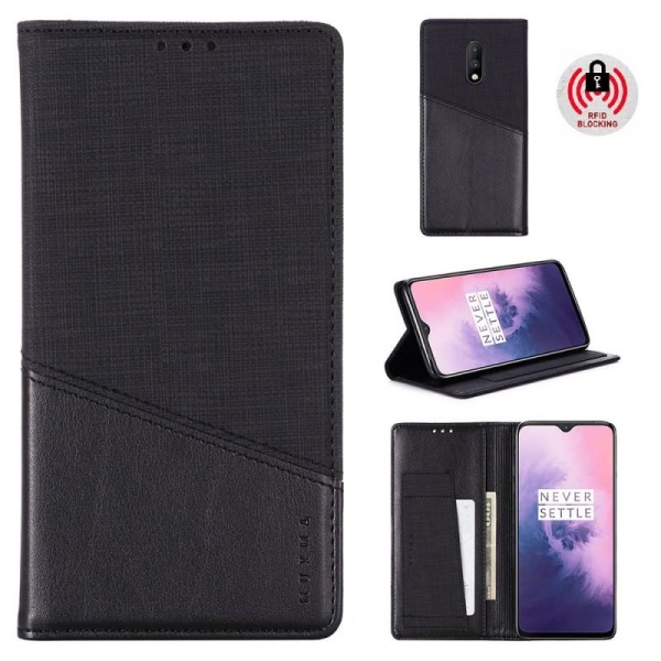 OnePlus 6T Elegant Case PU-nahkaa ja RFID-esto Black