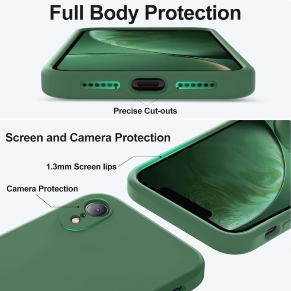 iPhone XR Gummibelagd Mattgrönt Skal Kameraskydd Liquid - Grön