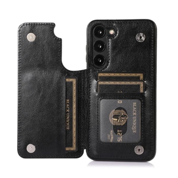 Samsung S23 Plus iskunkestävä kansikorttipidike 3-taskuinen Flip Black