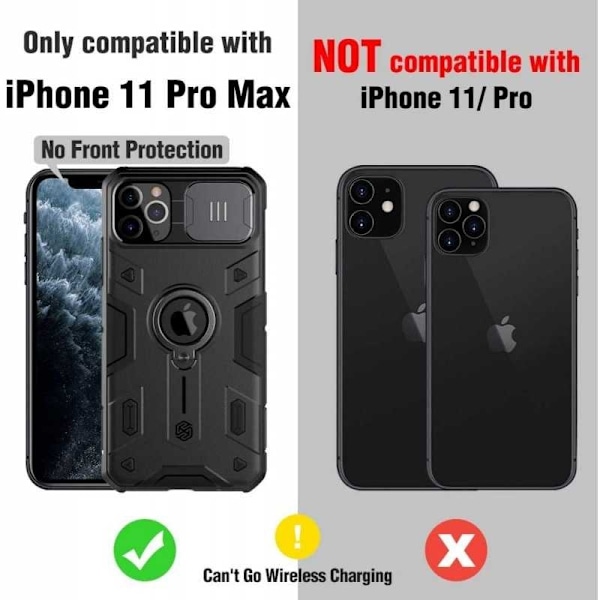 iPhone 11 Pro Max Iskunkestävä kotelo sormustelineellä Nillkin Black
