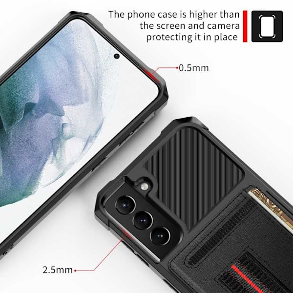 Samsung S22 Plus Iskunkestävä kansi korttipaikalla Solid V2 Black