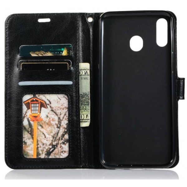 Samsung M20 lompakkokotelo, PU-nahka, 4-tasku Black
