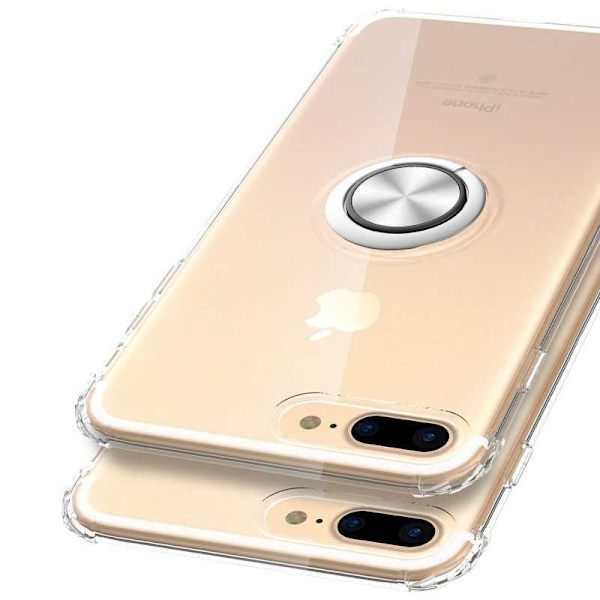 iPhone 7 Iskunkestävä suojus sormustelineellä Fresh Transparent