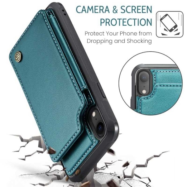 CaseMe Shockproof Cover Kortholder Stander 4-rums iPhone XR Grön