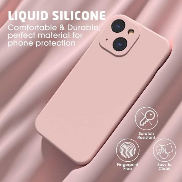 iPhone 13 Gummibelagd Mattrosa Skal Kameraskydd Liquid - Rosa