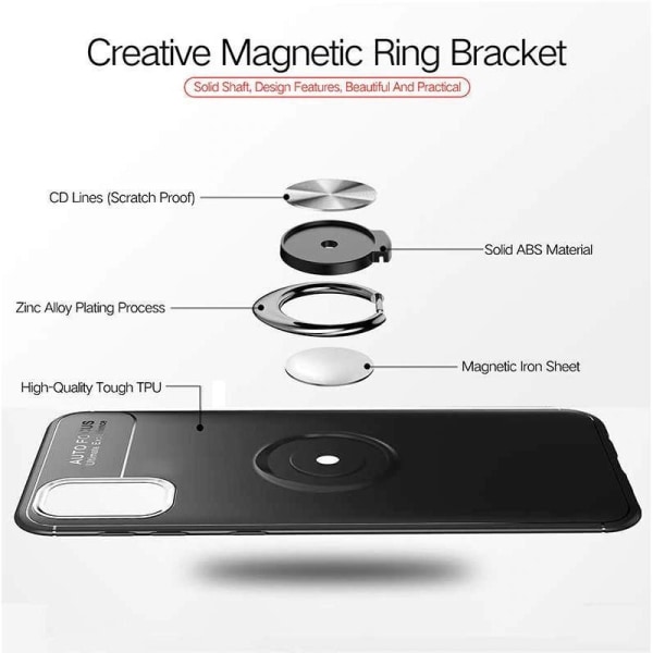 Samsung A32 5G praktisk stødsikkert cover med ringholder V3 Black