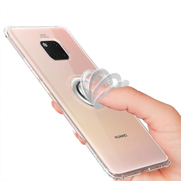 Huawei Mate 20 Pro stødsikkert cover med ringholder frisk Transparent
