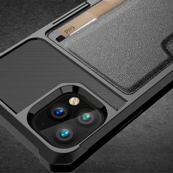 iPhone 11 Pro Max Iskunkestävä kansi korttilokerolla Solid V2 Black