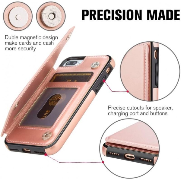 iPhone 7/8 / SE 2020 iskunkestävä kotelo, 3-taskuinen Flippr Ros Pink gold