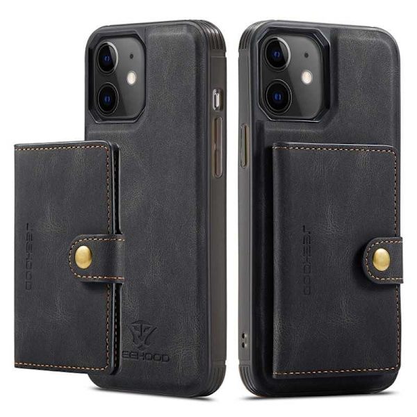 iPhone 12 Mini stødsikker etui med magnetisk kortholder JeeHood Black