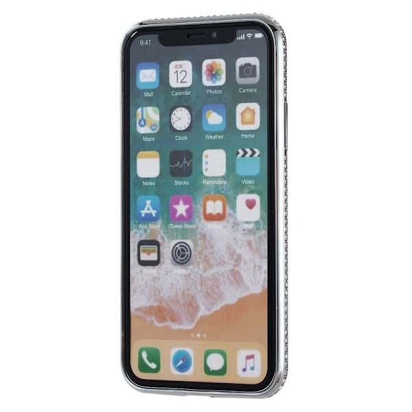 iPhone XS Stöttåligt Mjukt Skal med Strass Rosenguld