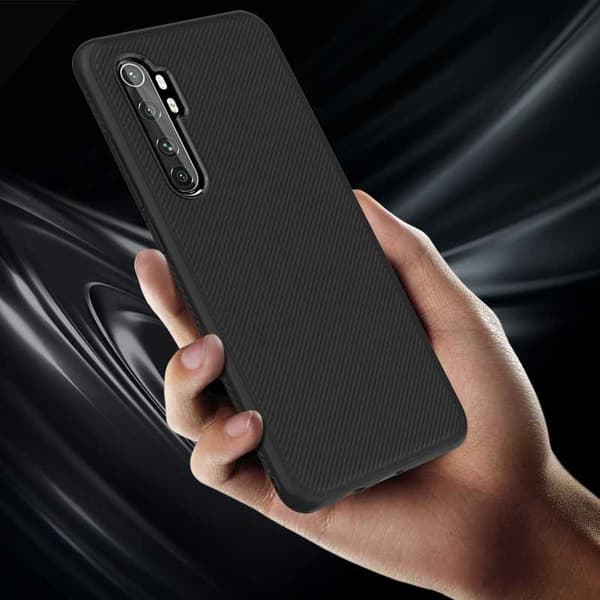 Xiaomi Mi Note 10 Lite tyylikäs iskunkestävä FullCarbon V3 Black