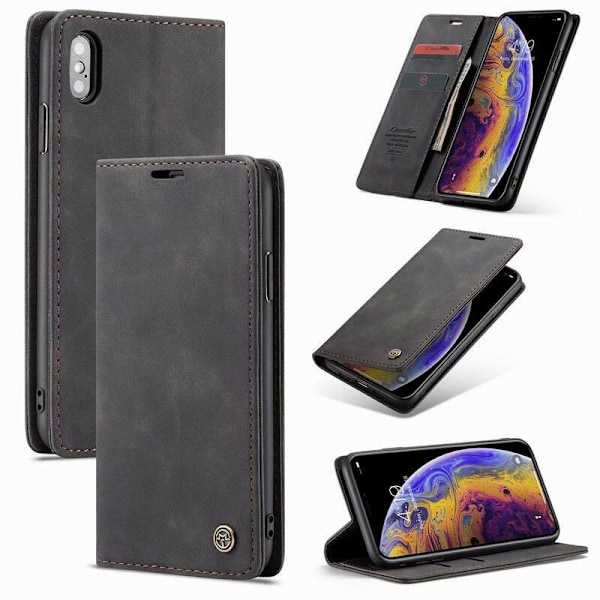 iPhone XS Max Elegant Flipfodral CaseMe 3-FACK Svart