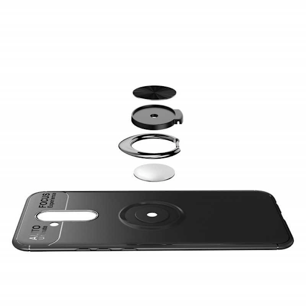 Mate 10 Lite Praktisk Stöttåligt Skal med Ringhållare V3 Svart