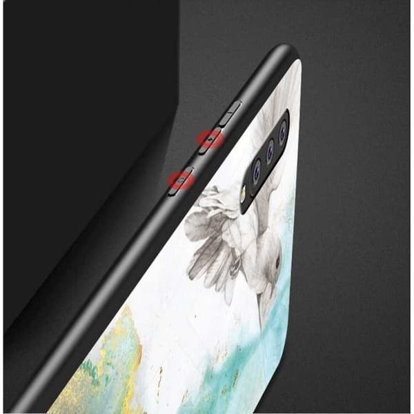 Samsung A50 Marble Shell 9H karkaistu lasi tausta Glassback V2 White Variant 2