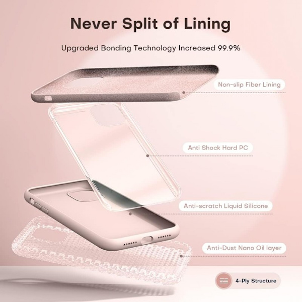 Kuminen tyylikäs suojakuori 3in1 iPhone 14 - vaaleanpunainen