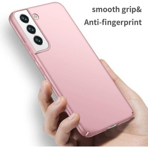 Samsung S22 Slimmad Gummibelagd Mattsvart Skal Basic V2 Pink gold
