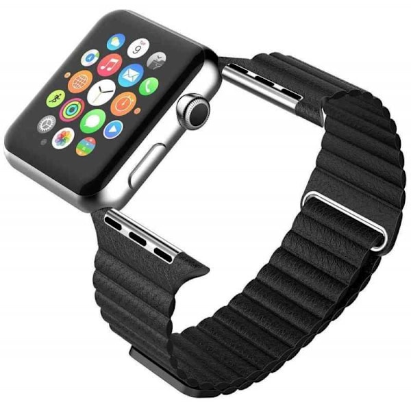 Apple Watch 38/40/41mm Läderarmband Magnetlås Loopr Svart
