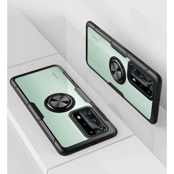 Huaewi P40 Pro käytännöllinen iskunkestävä kotelo rengaspidikkeellä V2 Black