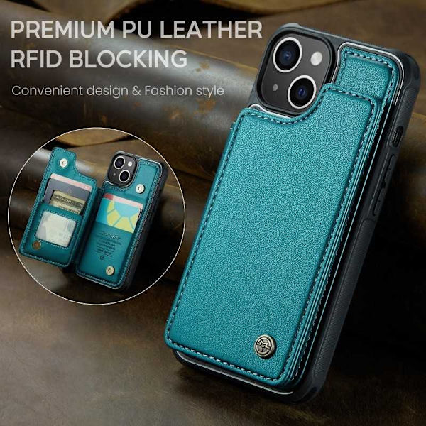 CaseMe Shockproof Cover Kortholder Stander 4-rums iPhone 13 Grön