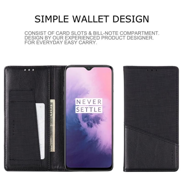 OnePlus 7 Elegant Case i PU-læder med RFID-blok Black