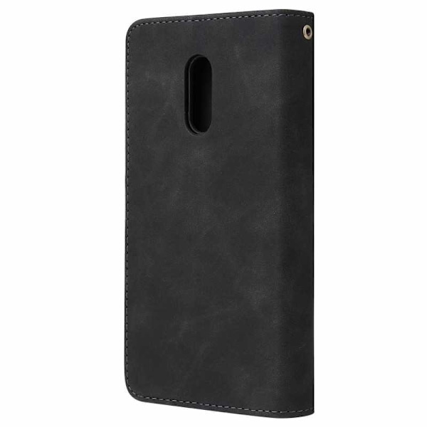 OnePlus 7 Multifunktionellt Plånboksfodral Zipper 8-Fack Svart