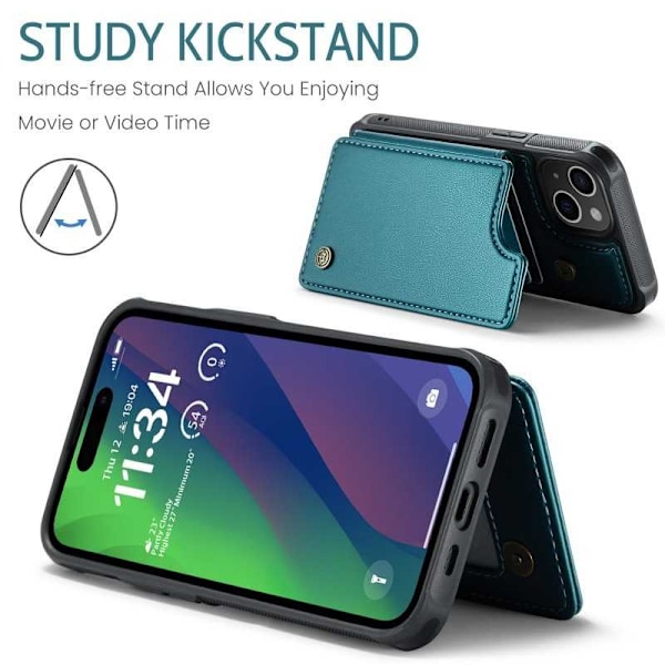 CaseMe Shockproof Cover Kortholder Stander 4-rums iPhone 13 Grön