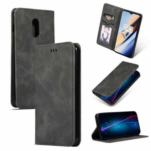 OnePlus 6T Flipfodral Kortfack Mocka Svart