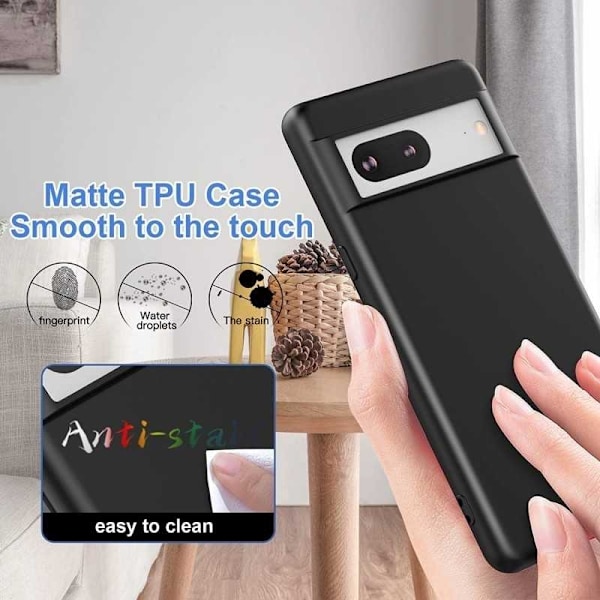 Google Pixel 8 Ultra tyndt blødt gummibelagt mat sort cover Black