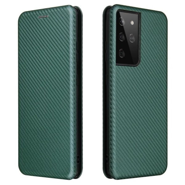 Samsung S21 Ultra Flip-kortspor CarbonDreams Grønn Green