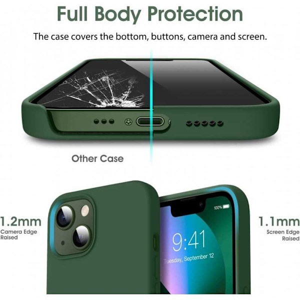Kuminen iskunkestävä kotelo iPhone 15 Plus- vihreä