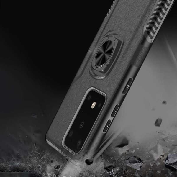 Samsung S20 Ultra Practical iskunkestävä kotelo sormustelineellä V5 Black