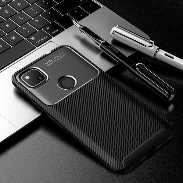 Google Pixel 4a 4G/LTE Stöttåligt Slimmat Skal FullCarbon V4 Svart