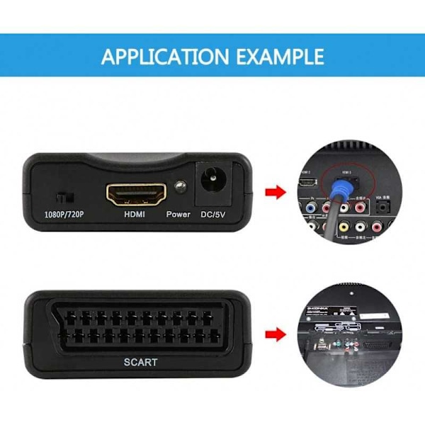 SCART till HDMI Adapter / Omvandlare Svart