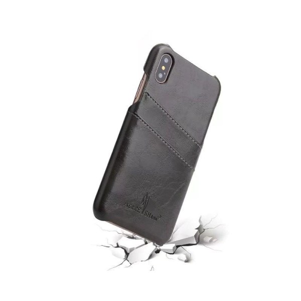 iPhone XS Stötdämpande Korthållare Retro Svart