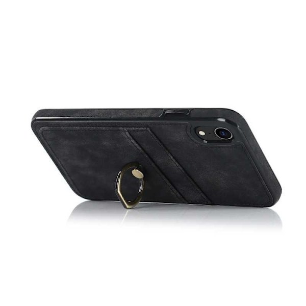iPhone XR mobilcover med kortholder Retro V4 Svart