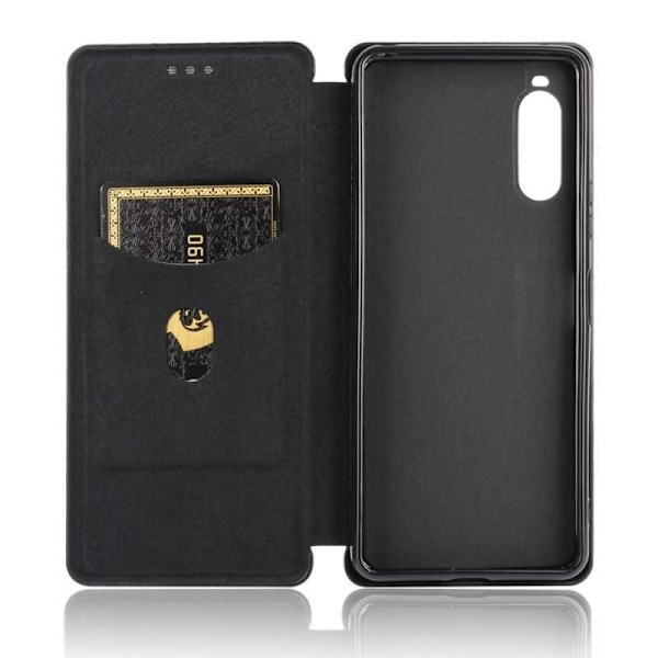 Xperia 10 II Flip-etui Kortrum CarbonDreams Black