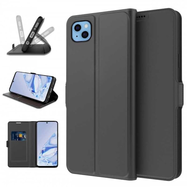 iPhone 14 Flip Case Skin Pro V2 med kortrum Black