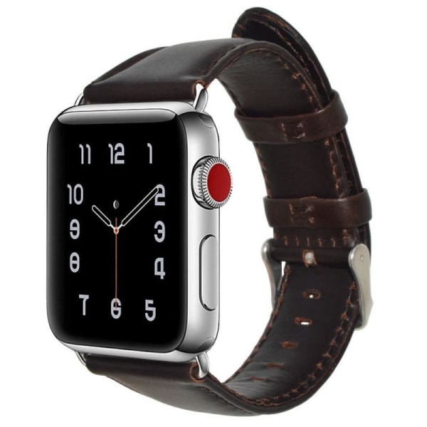 Apple Watch SE 44 mm tyylikäs nahkaranneke - tummanruskea Dark brown