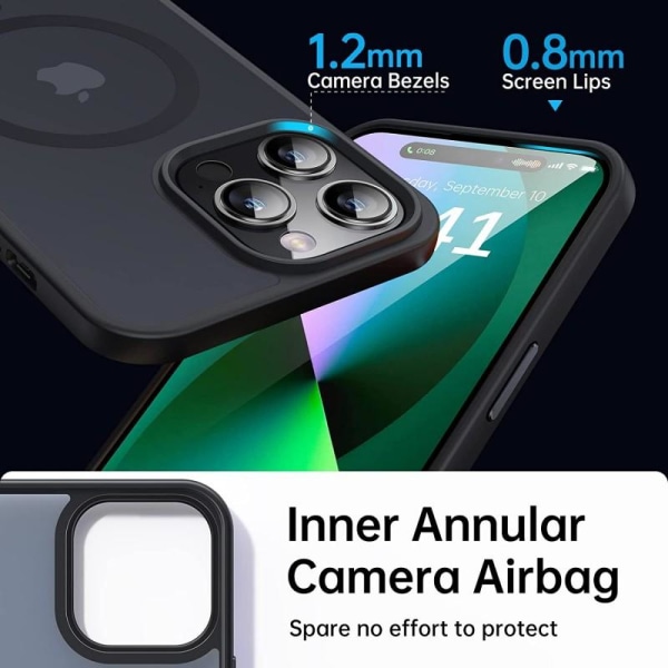iPhone 14 gjennomsiktig støtdemperveske MagSafe-kompatibel V2 Mörkgrön