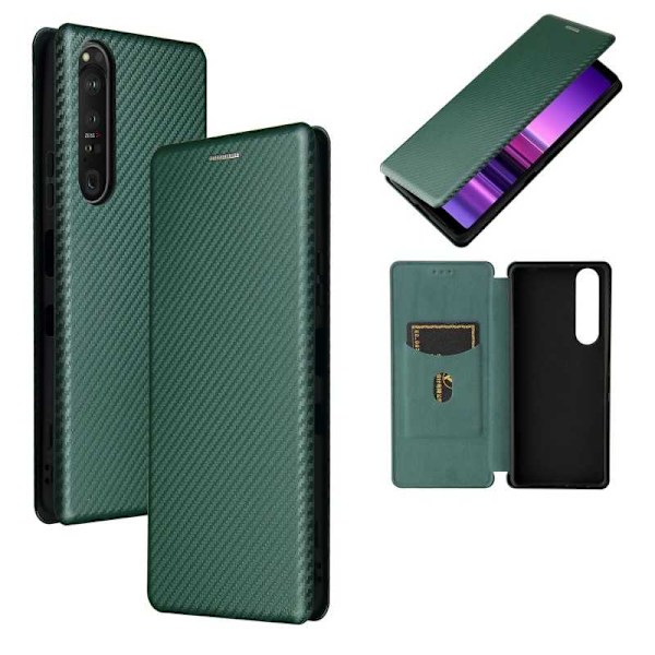 Xperia 1 III Flip Case -korttipaikka CarbonDreams Green Green