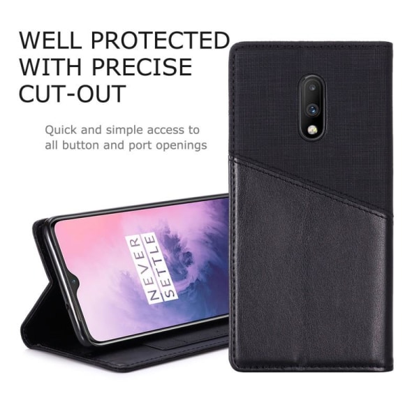 OnePlus 6T Elegant Case PU-nahkaa ja RFID-esto Black