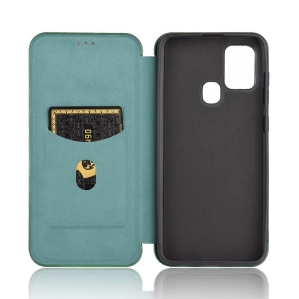 Samsung A21s Flip Case Kortrum CarbonDreams Grøn Green