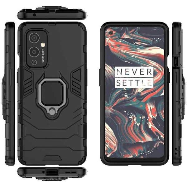 OnePlus 9 -iskunkestävä kotelo ThinArmor-renkaan pidikkeellä Black