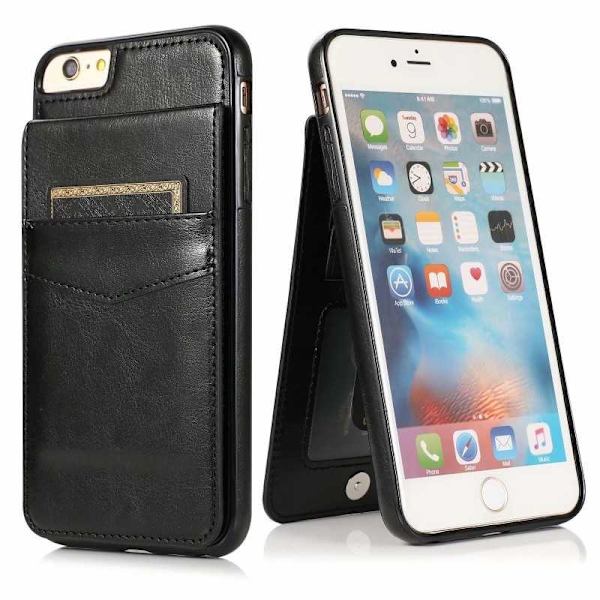 iPhone 6 / 6s Mobiilikotelo Korttiteline 6-FACK Retro V3 Black