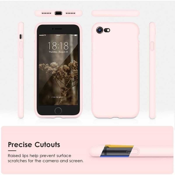 iPhone 7/8/SE2/SE3 kumitettu mattapinkki kuoren neste - vaaleanpunainen